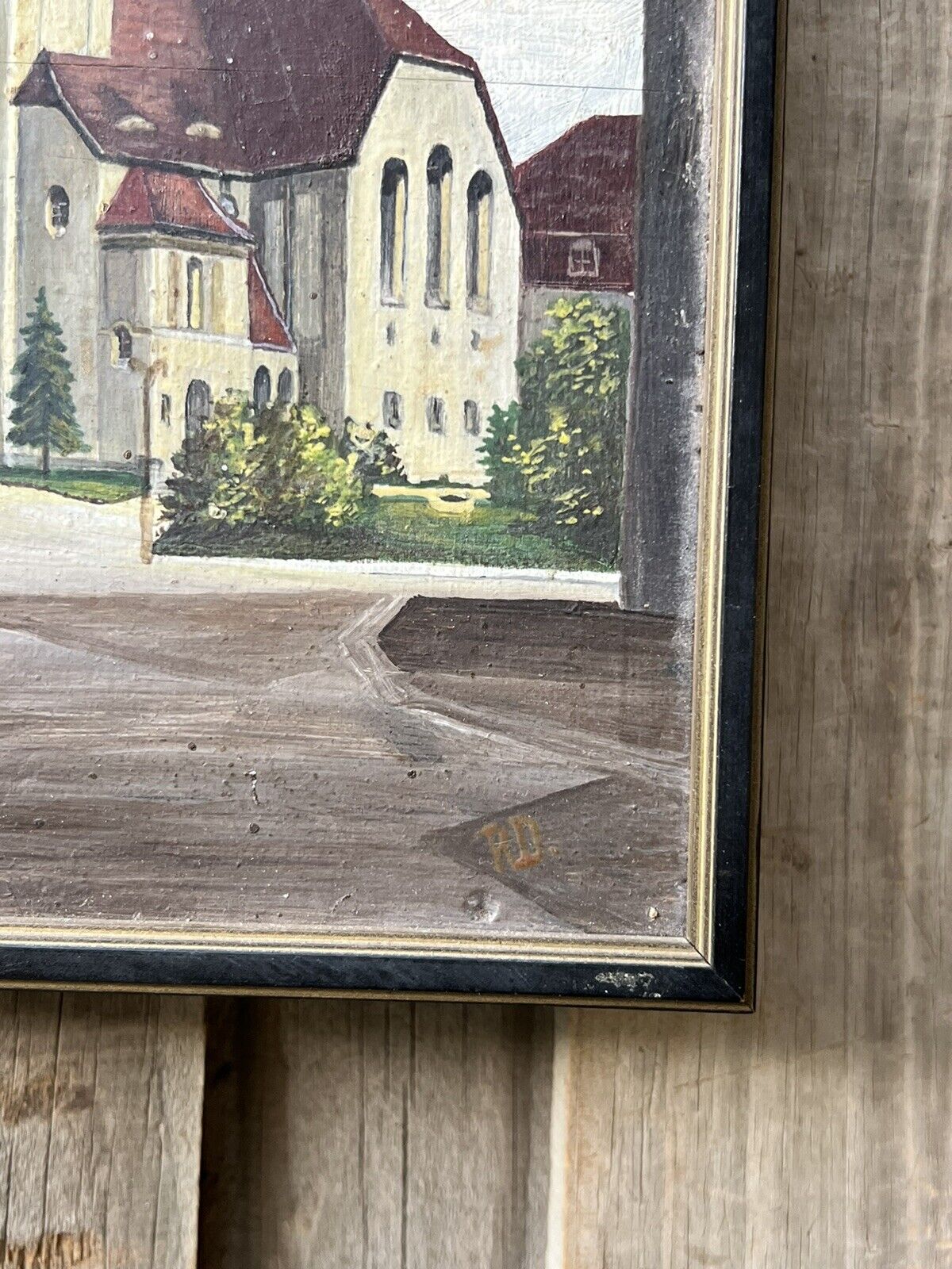 1900s Cathedral Church Plein Aire Oil Painting