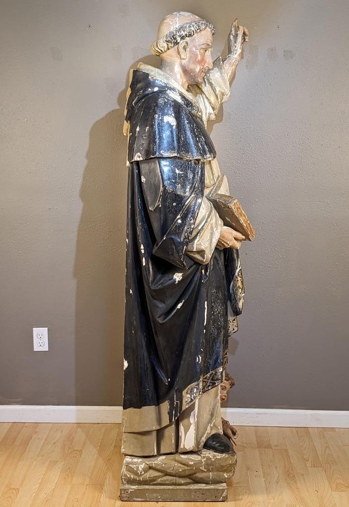 6 ft Antique Religious Wood Statue Sculpture St. ThomasAquinas