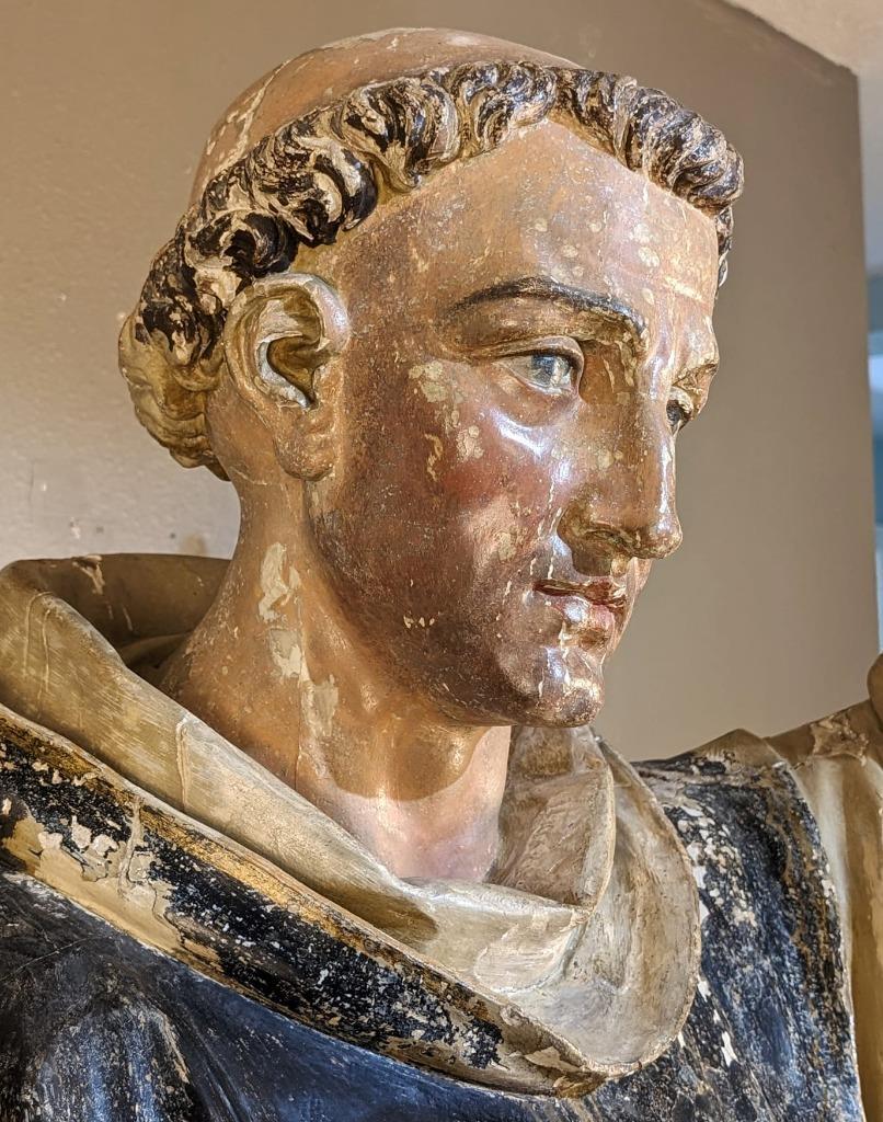 6 ft Antique Religious Wood Statue Sculpture St. ThomasAquinas