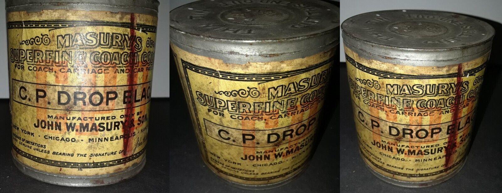 1900's Masurys Superfine Coach Colors Antique Paint Can