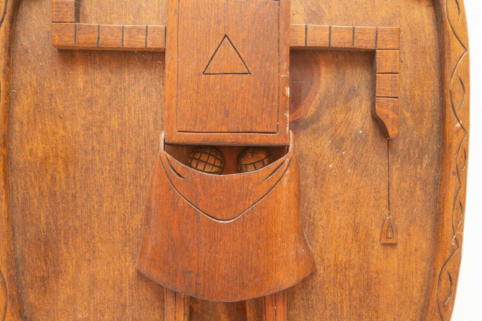 Vintage American Folk Art Masonic Relief Wood Sculpture