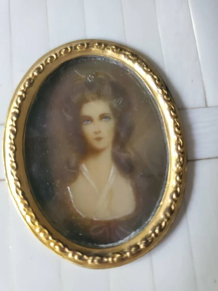 Early 1900s Miniature Portrait Woman Signed