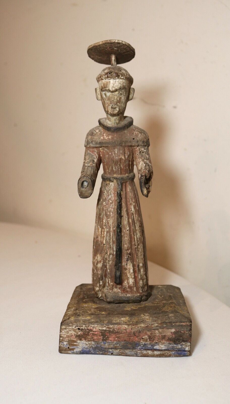 1700's Carved Wood Polychromed Religious Santos Saint Statue