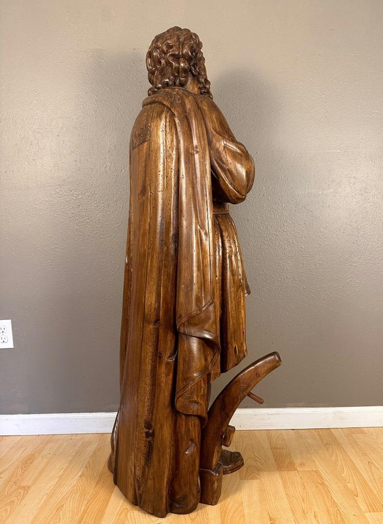 Antique 1700's Walnut Wood Statue of St. Peter