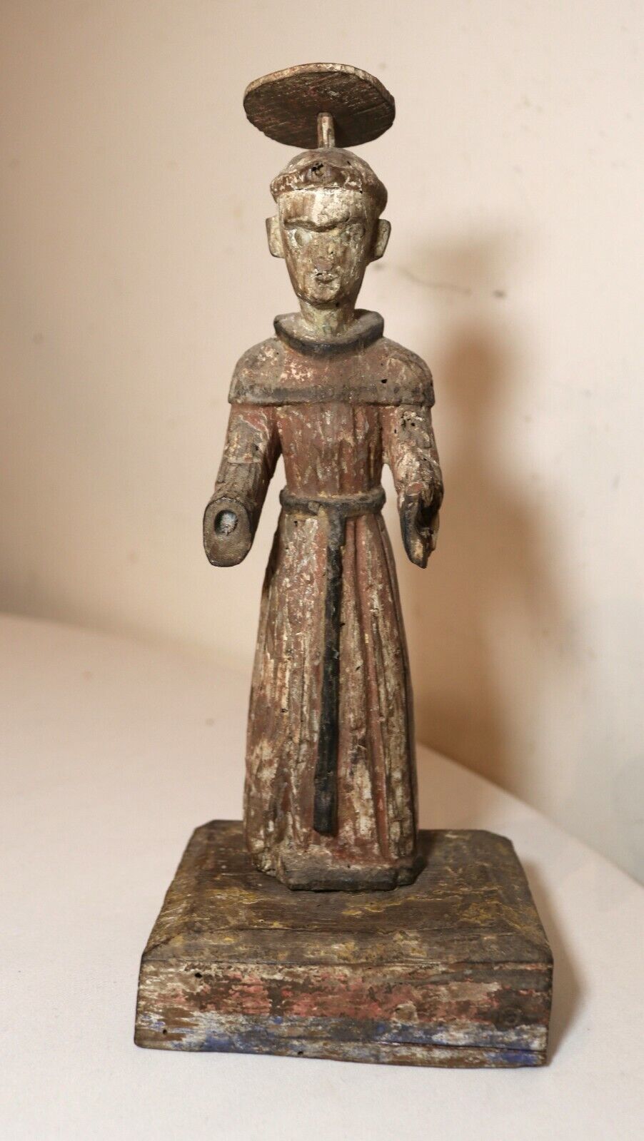 1700's Carved Wood Polychromed Religious Santos Saint Statue