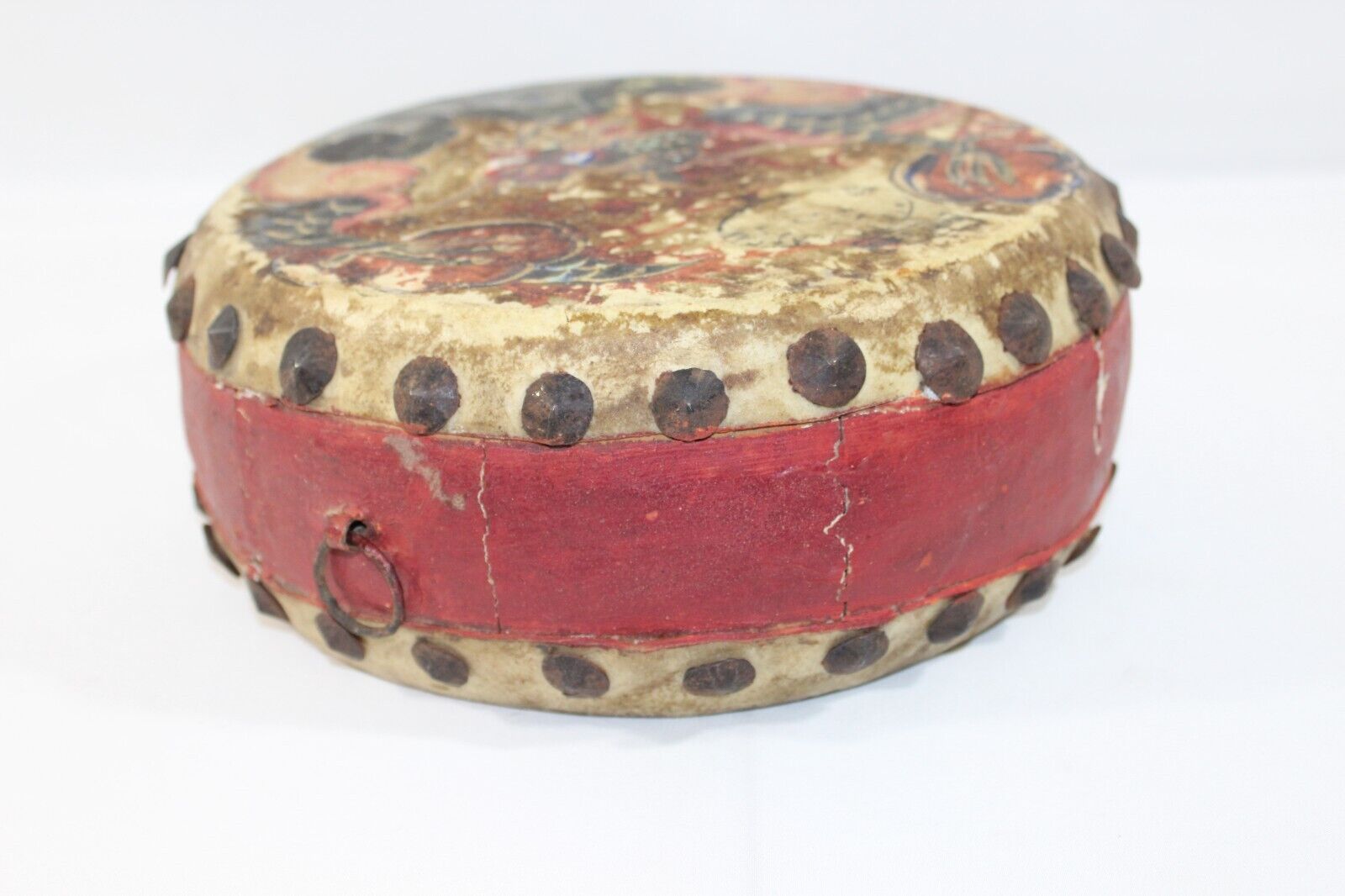 Chinese Double Sided Hide Tack Drum Antique Dragon