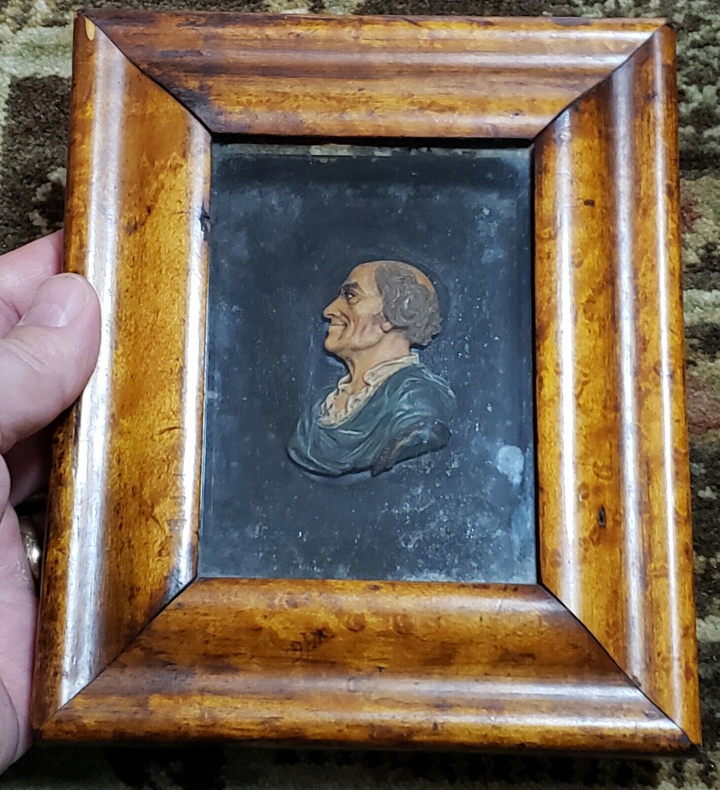 18th Century American Wax Figure Head Profile Framed