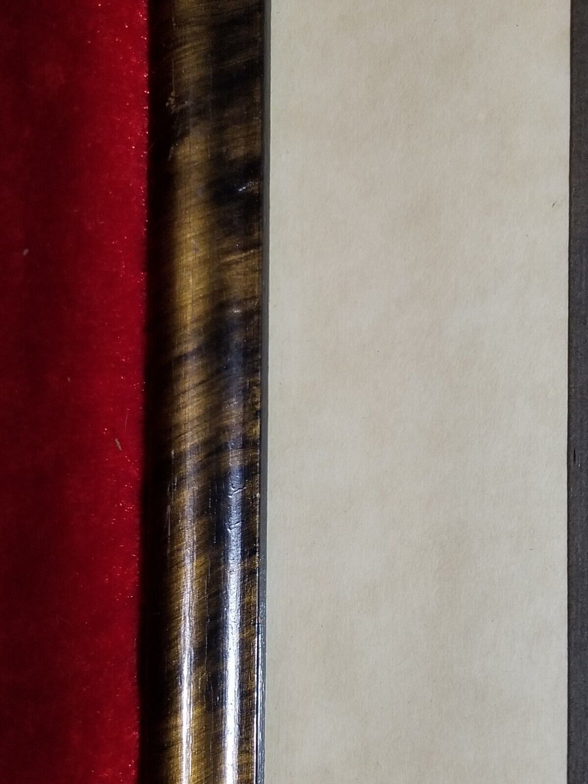 1900s-30s Japanese MT FUJI Gold Painting, Tiger Maple Frame