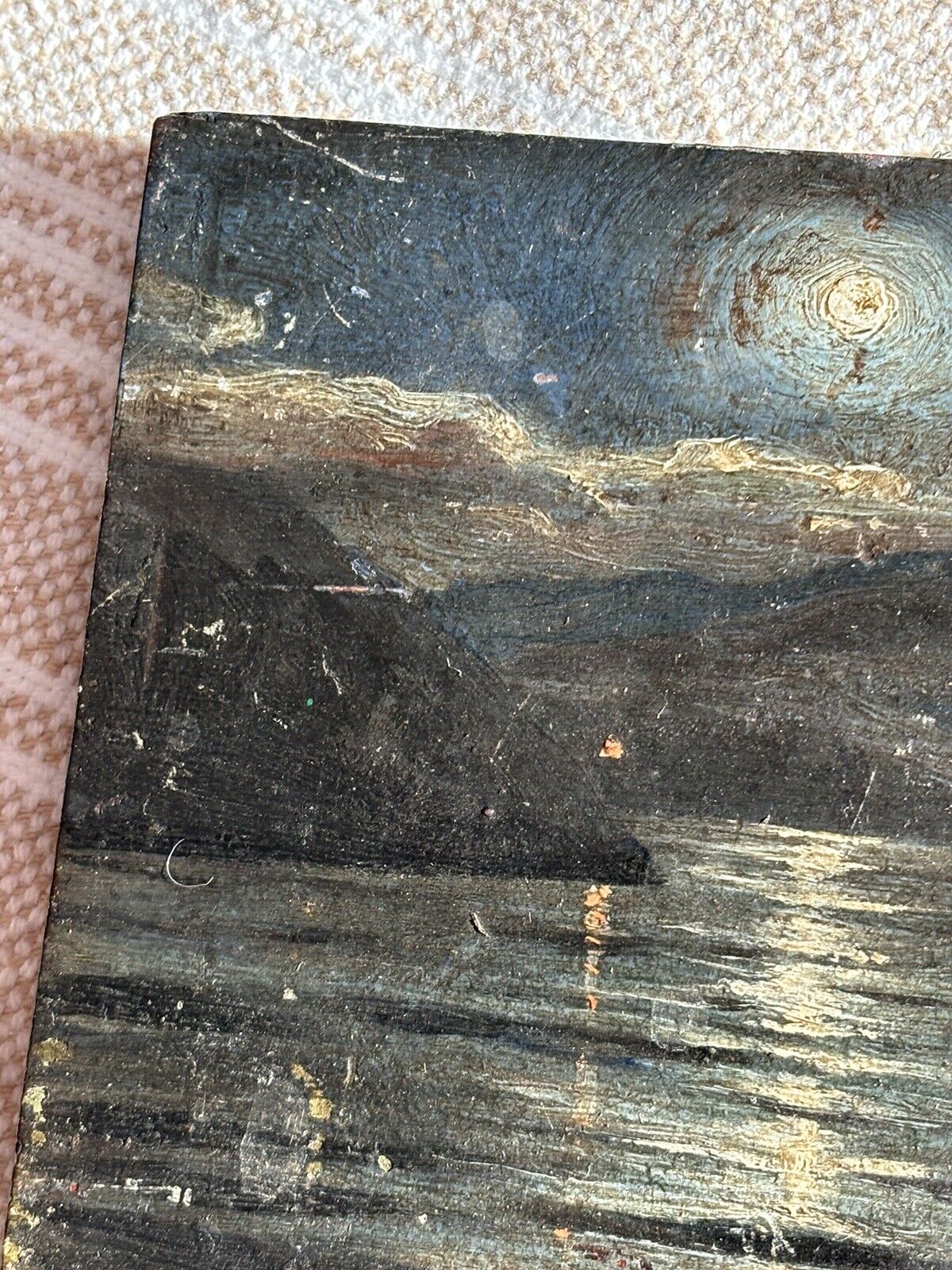 Antique 1900s Oil Seascape Painting with Signature