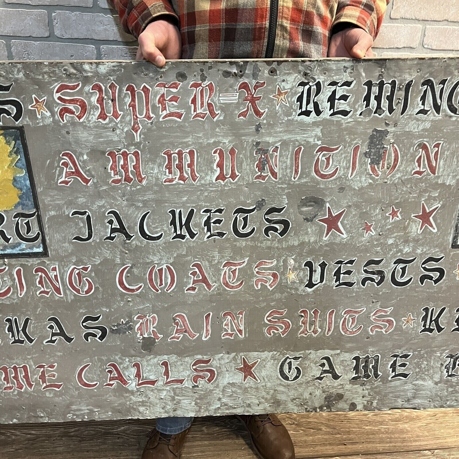 Vintage Sporting Goods Hand Painted Metal Trade Sign