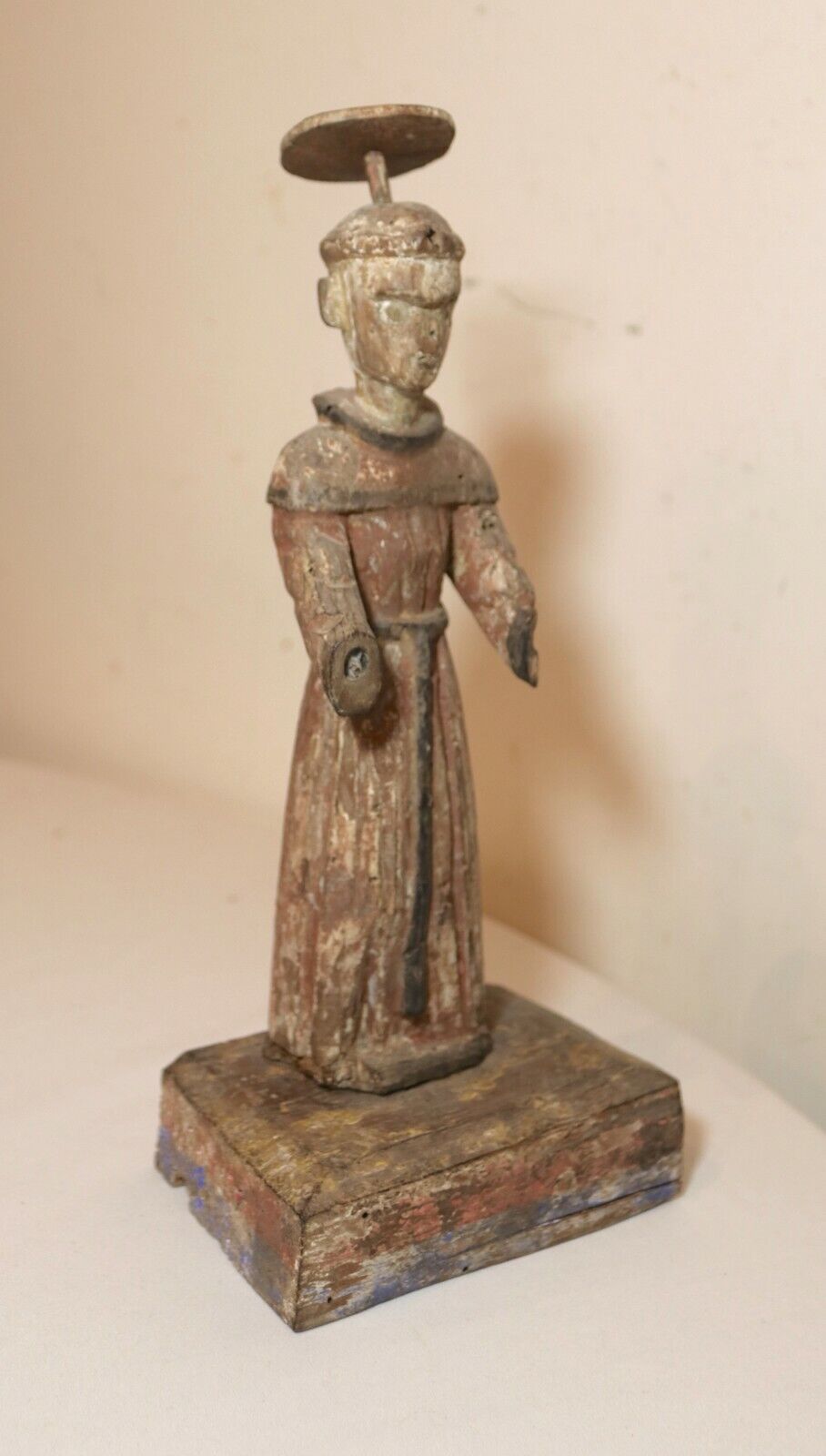 1700's Carved Wood Polychromed Religious Santos Saint Statue