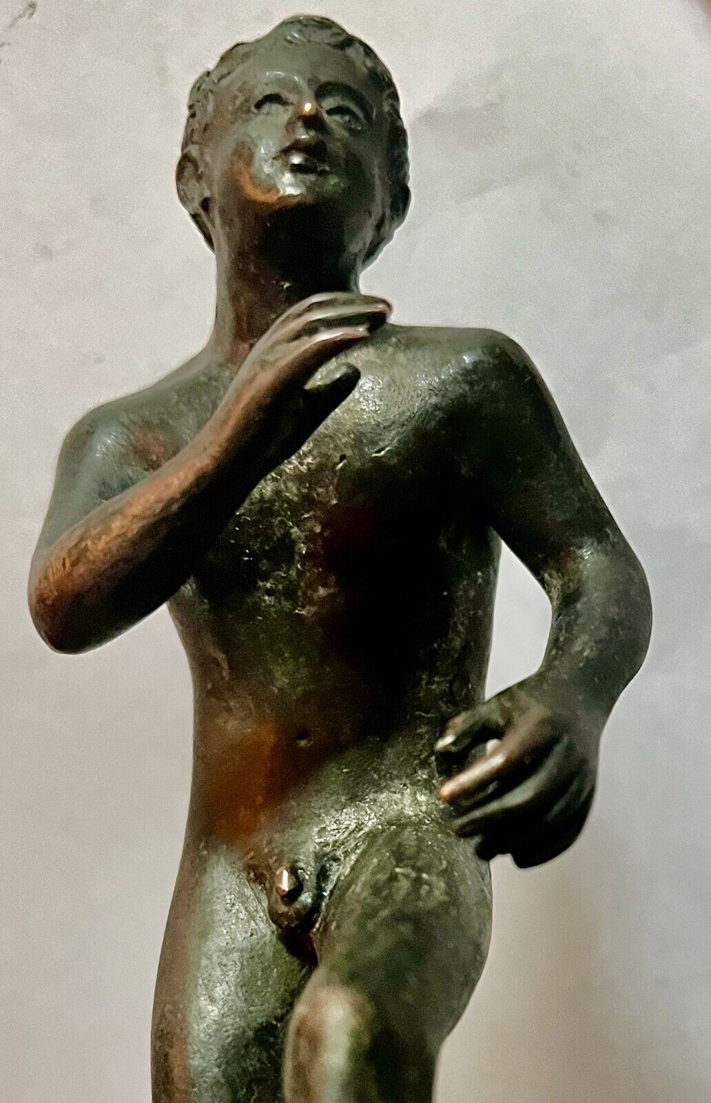 1800s Bronze Sculpture "Herculaneum Olympic Runner" with Patina