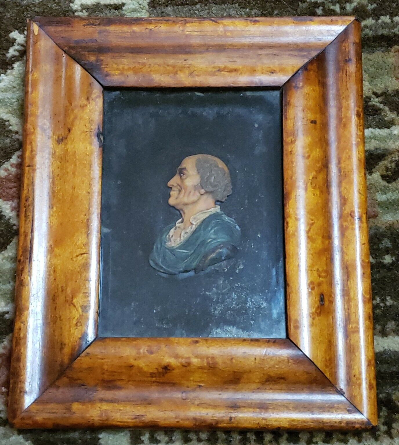 18th Century American Wax Figure Head Profile Framed