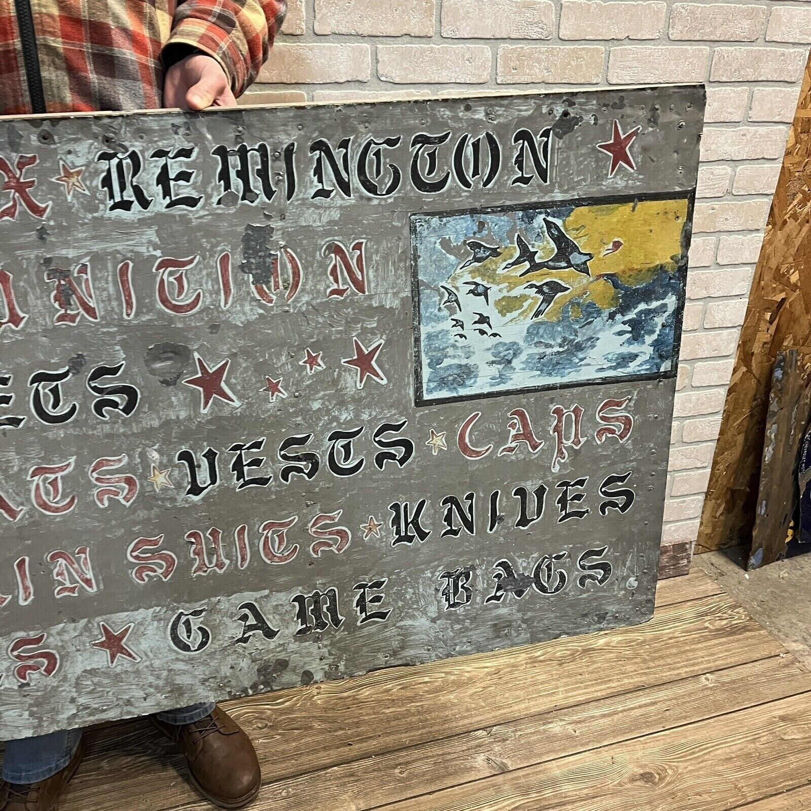 Vintage Sporting Goods Hand Painted Metal Trade Sign