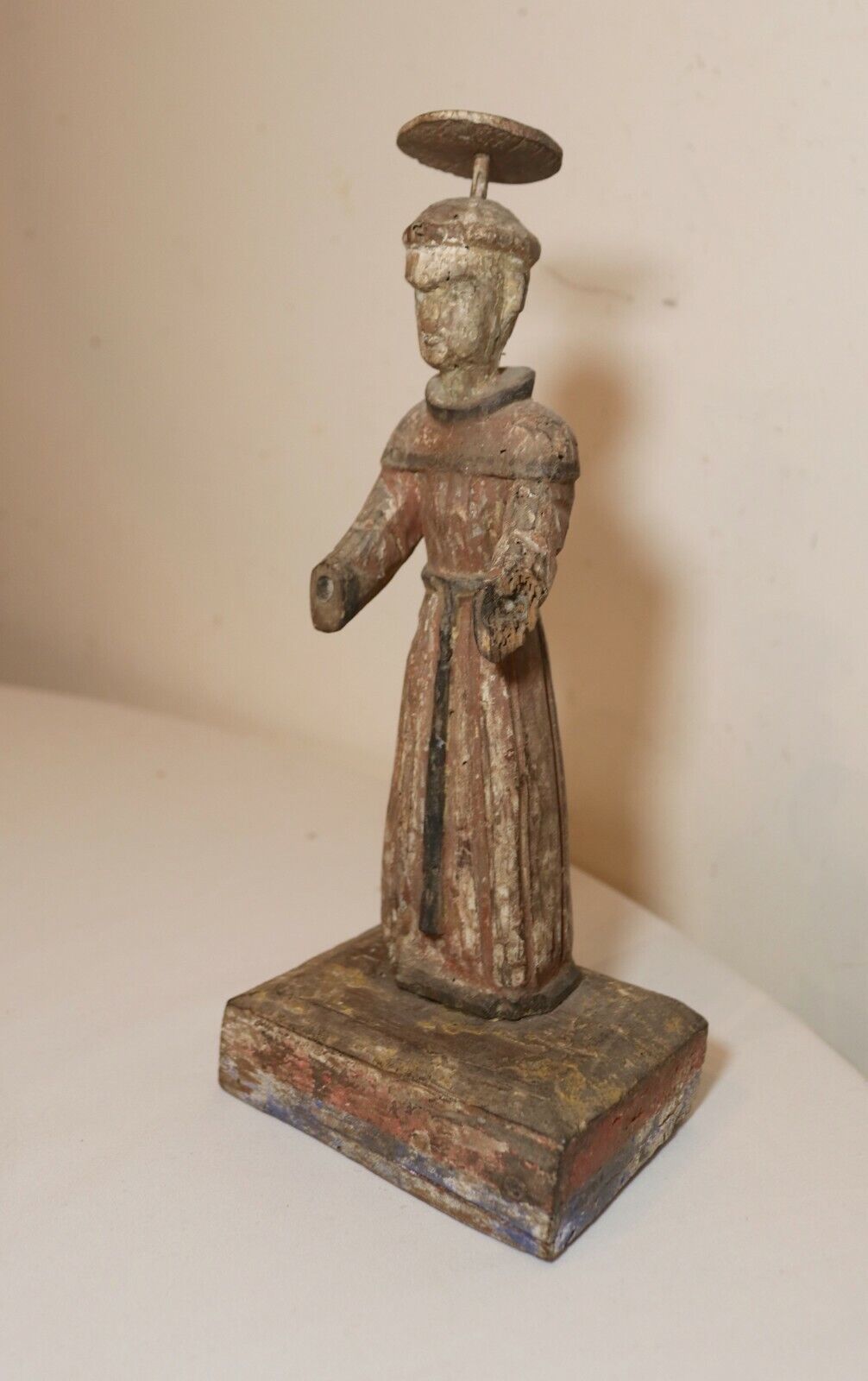 1700's Carved Wood Polychromed Religious Santos Saint Statue