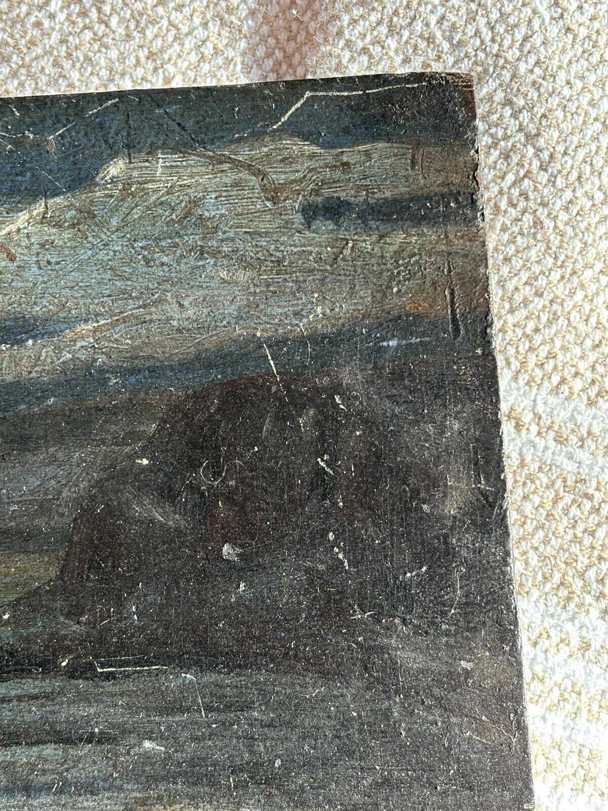 Antique 1900s Oil Seascape Painting with Signature