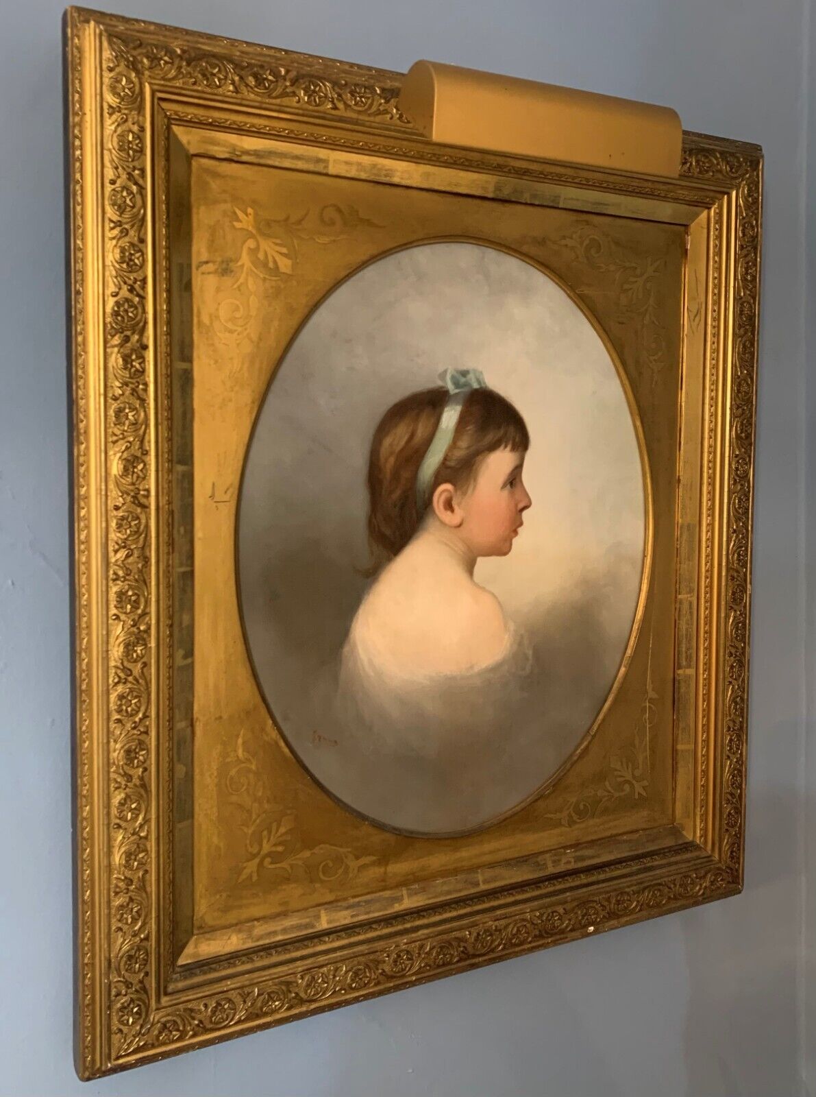 1800s Frederick Spang Oil Painting - Portrait of Young Girl