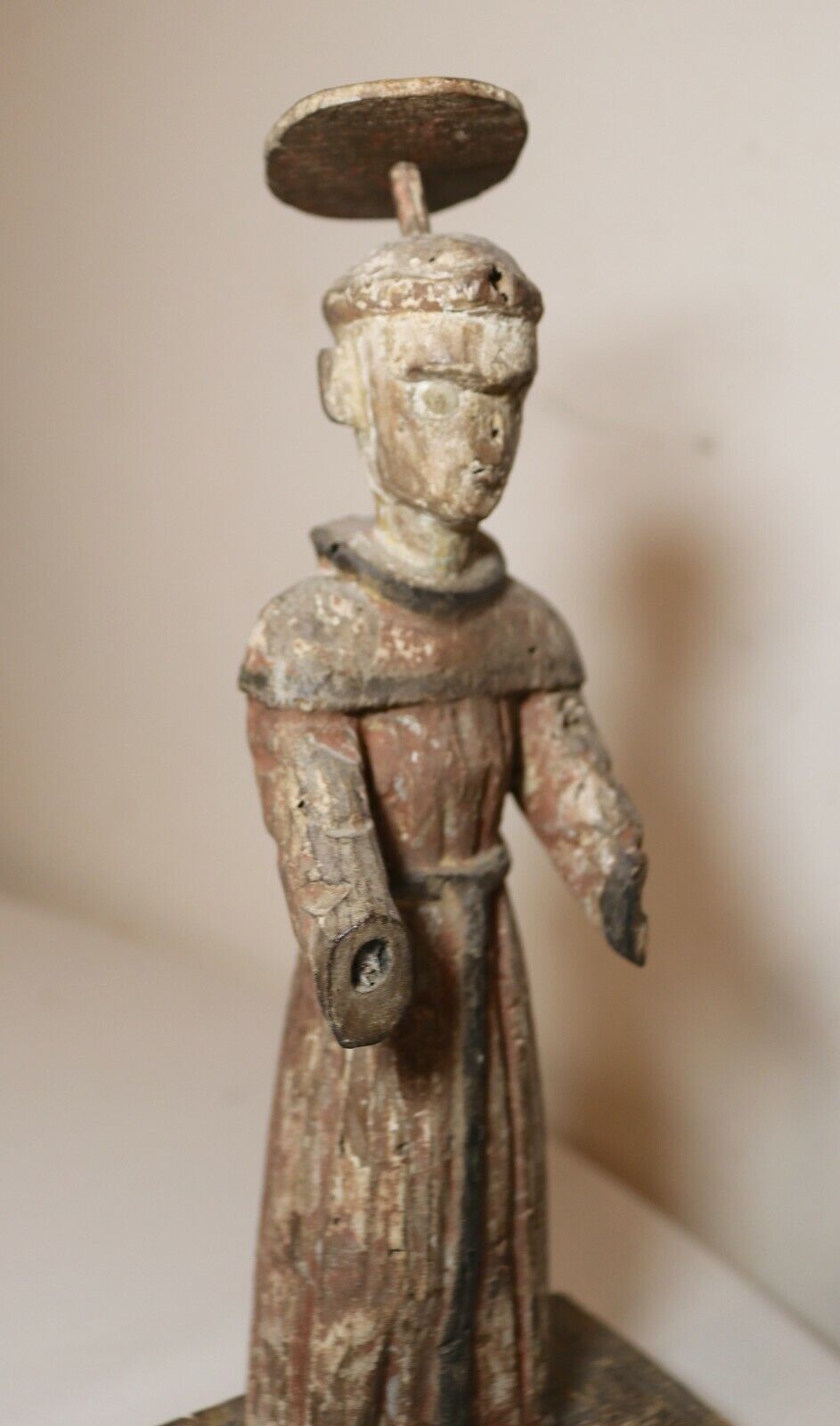1700's Carved Wood Polychromed Religious Santos Saint Statue