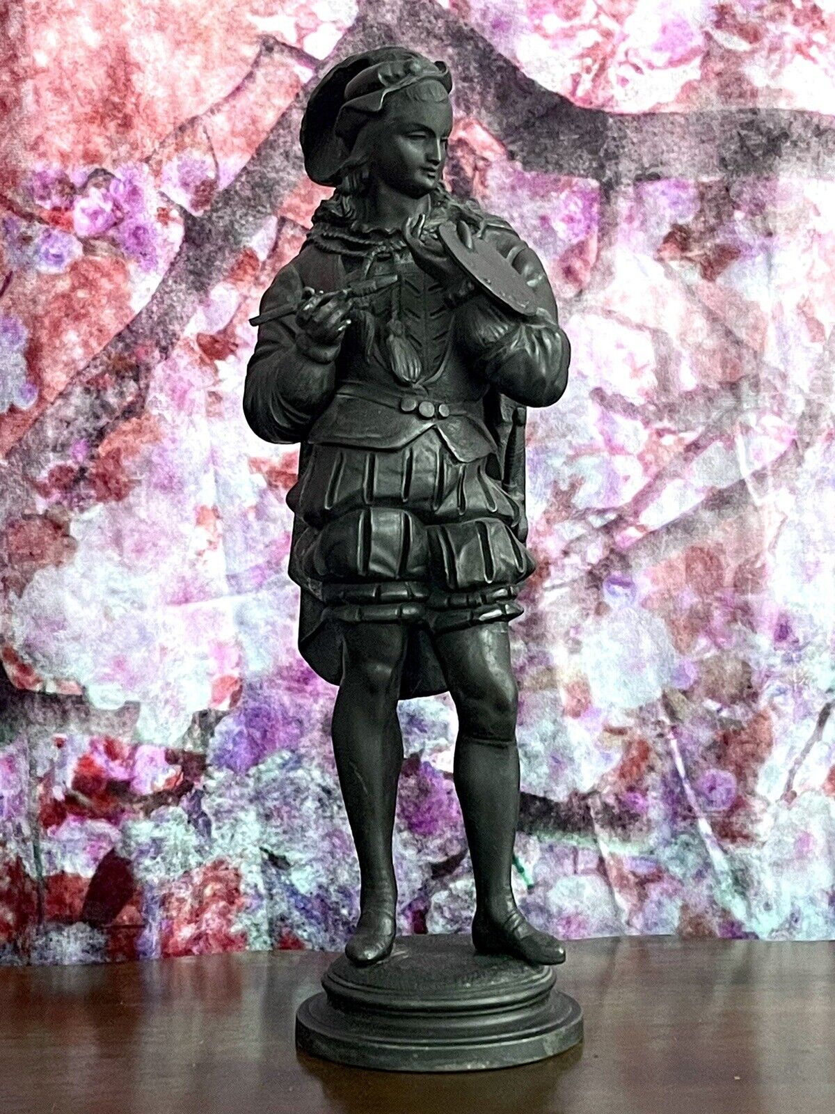French Victorian Bronze Painter Statue - 1700's Style