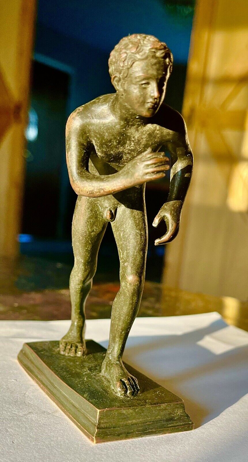 1800s Bronze Sculpture "Herculaneum Olympic Runner" with Patina