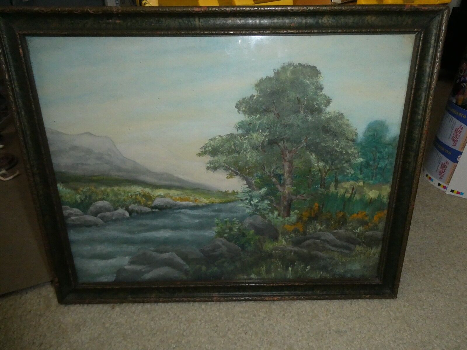 Late 1800s Joseph I Dill Mountain River Painting