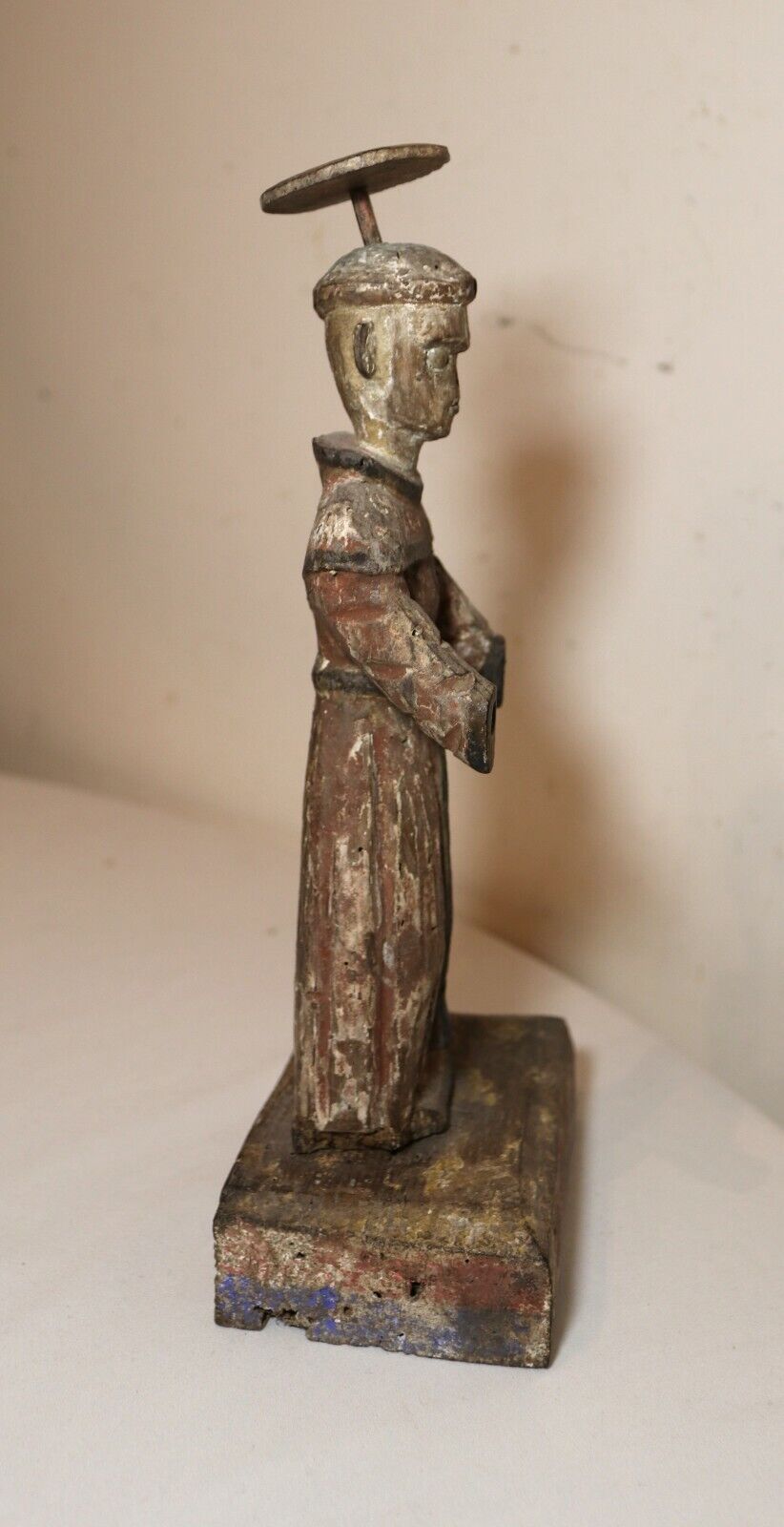 1700's Carved Wood Polychromed Religious Santos Saint Statue