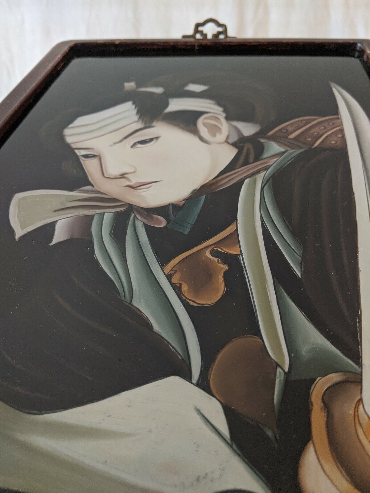 Early 1900s Japanese Reverse Glass Painting - Samurai
