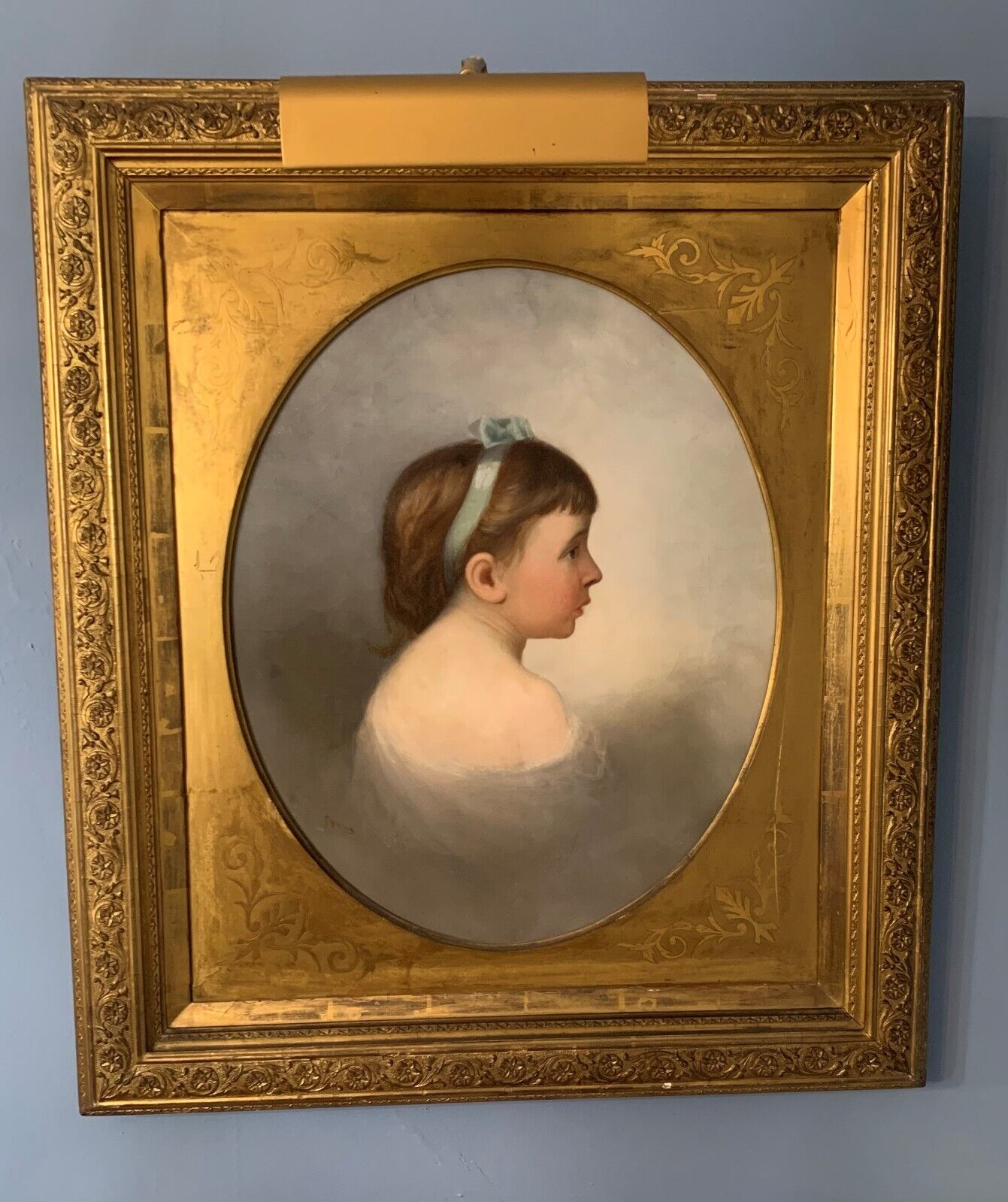 1800s Frederick Spang Oil Painting - Portrait of Young Girl