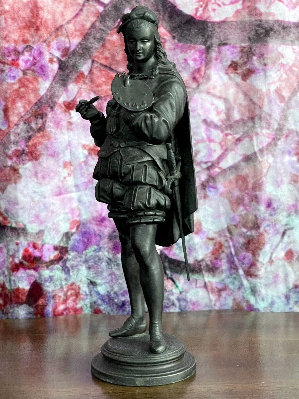 French Victorian Bronze Painter Statue - 1700's Style