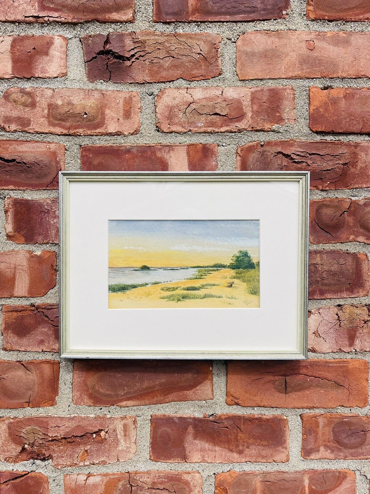 Vintage Watercolor Painting. Morning Sunrise East Coast 1900