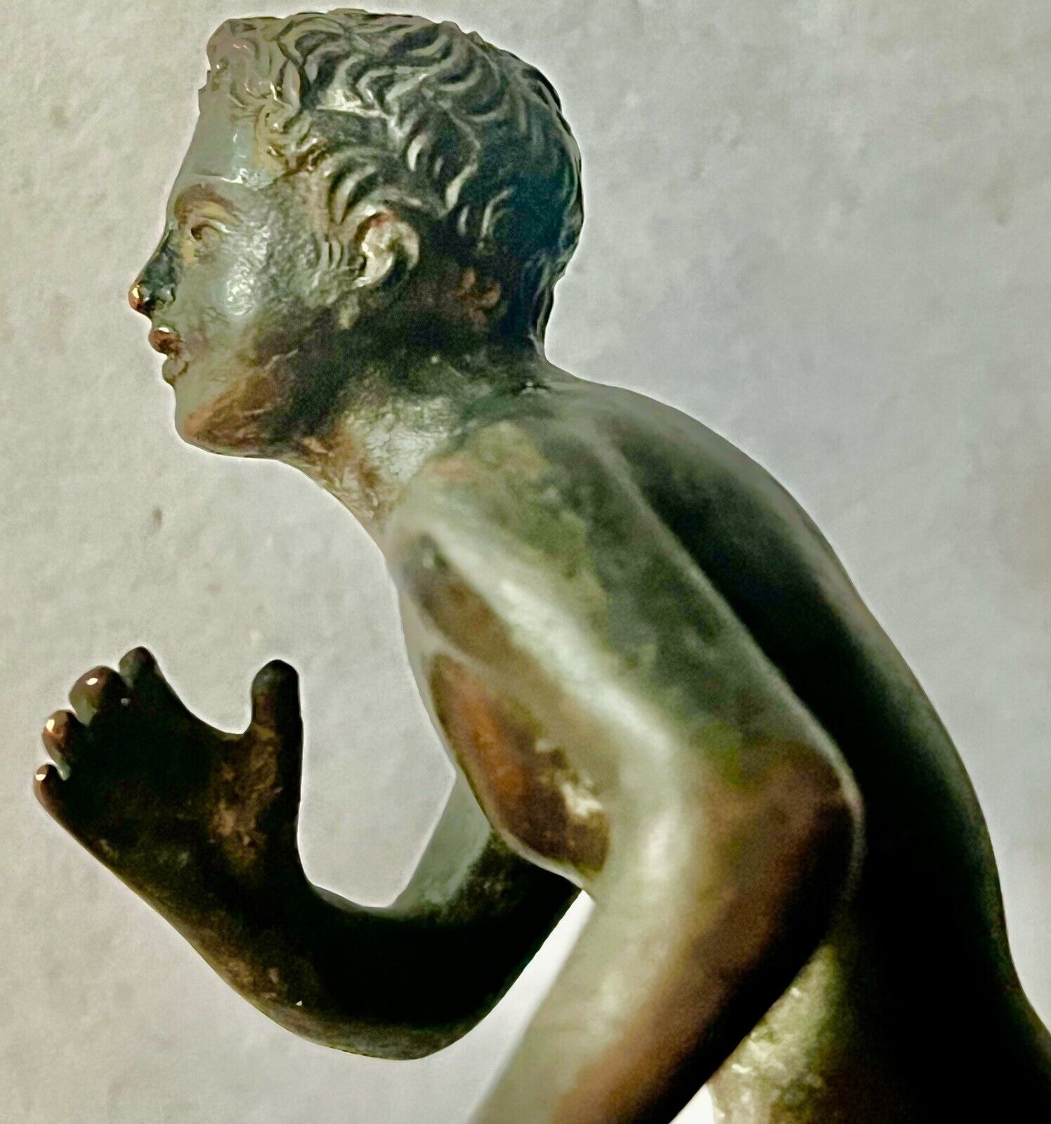 1800s Bronze Sculpture "Herculaneum Olympic Runner" with Patina