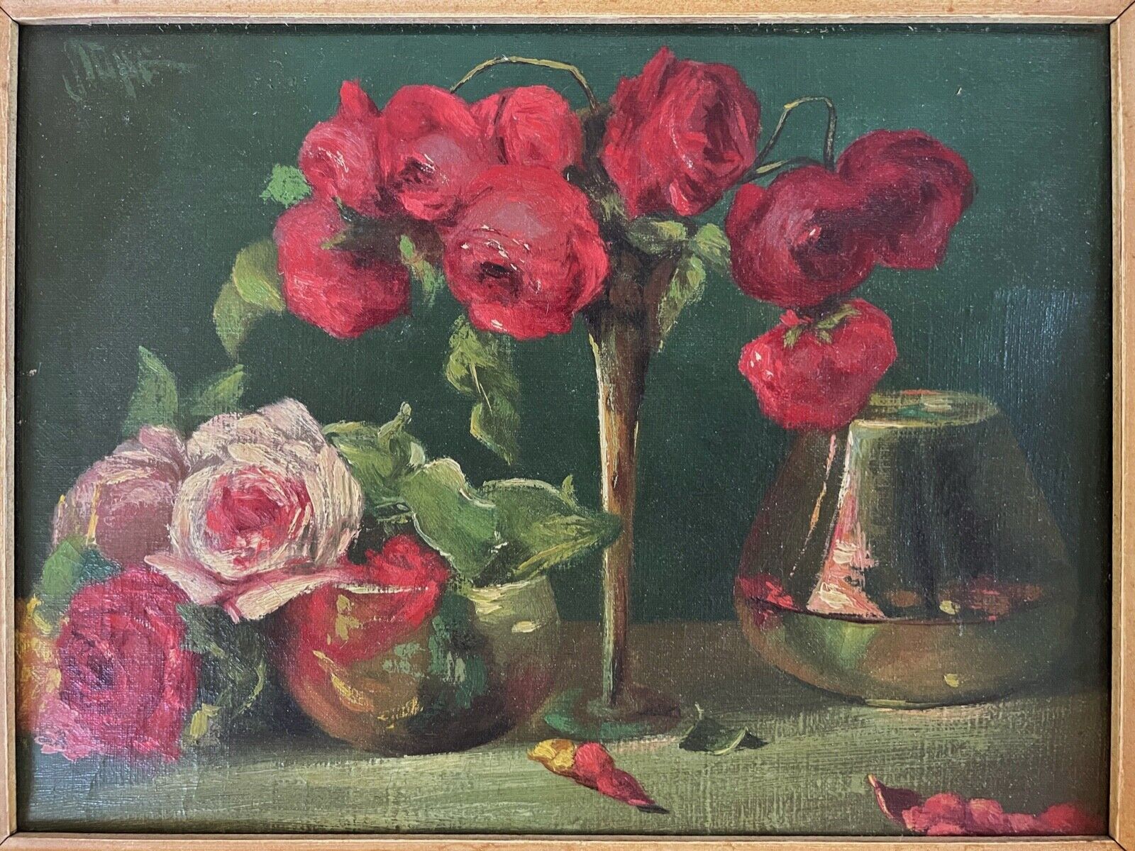 1900's Still Life Floral Oil Painting of Roses