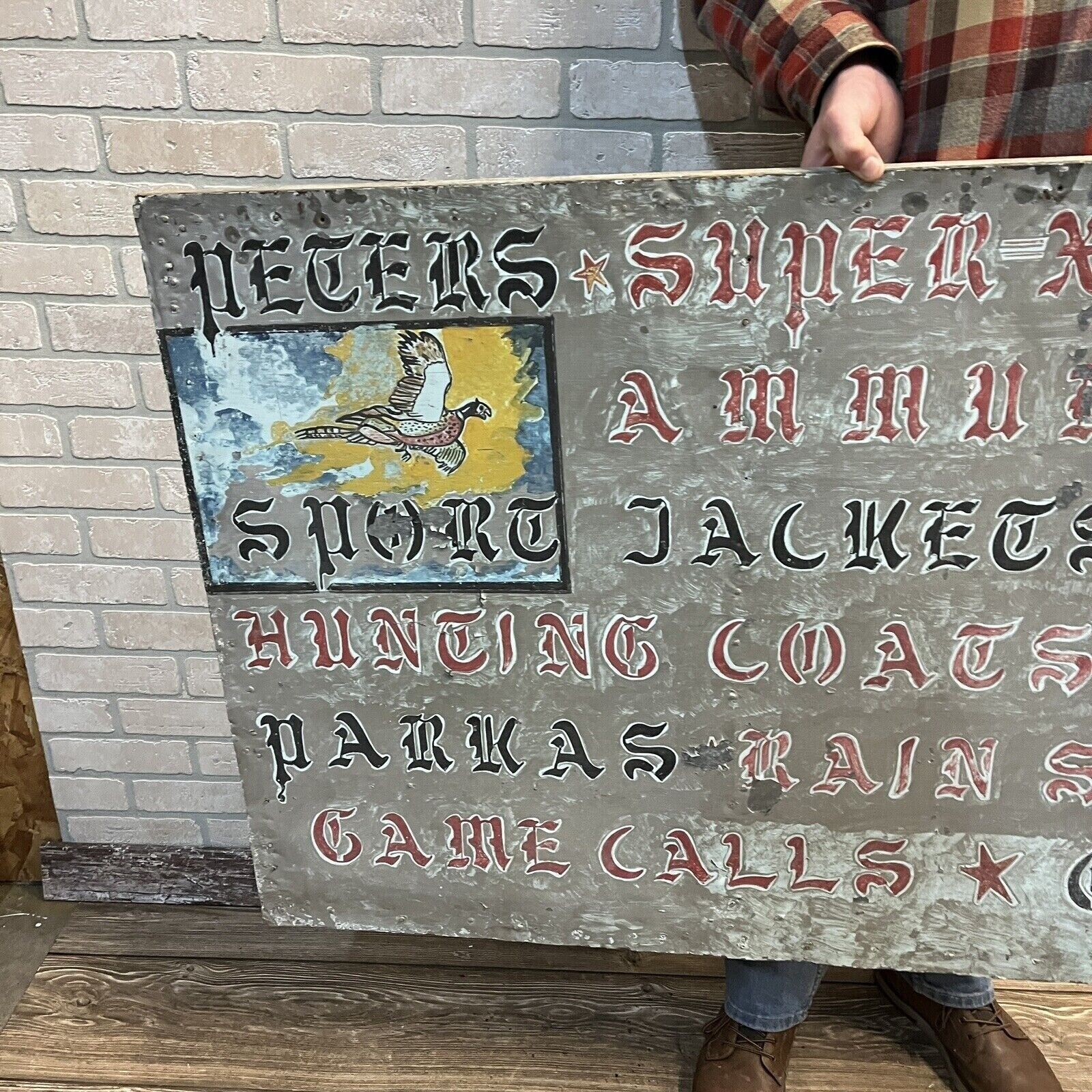 Vintage Sporting Goods Hand Painted Metal Trade Sign