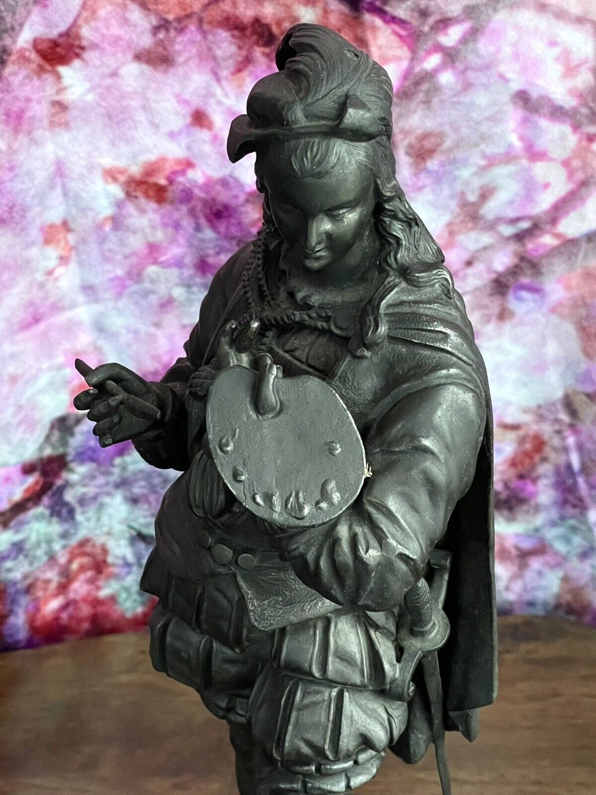 French Victorian Bronze Painter Statue - 1700's Style
