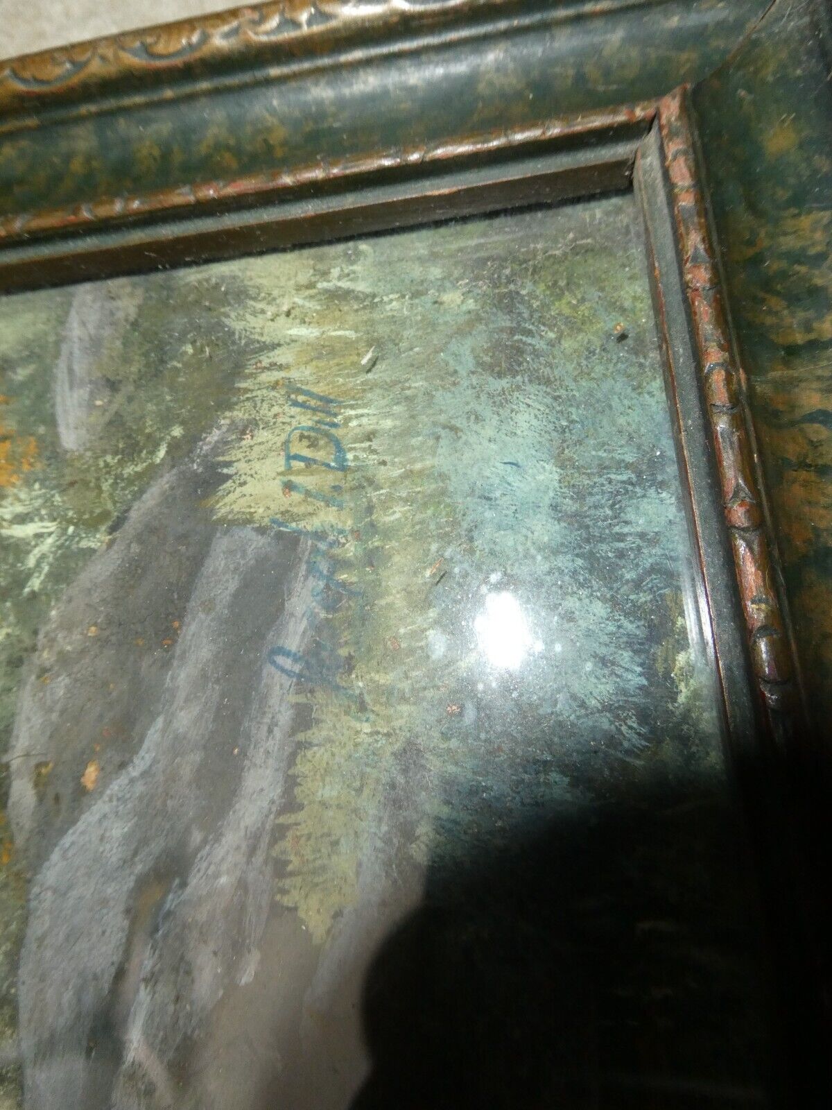 Late 1800s Joseph I Dill Mountain River Painting