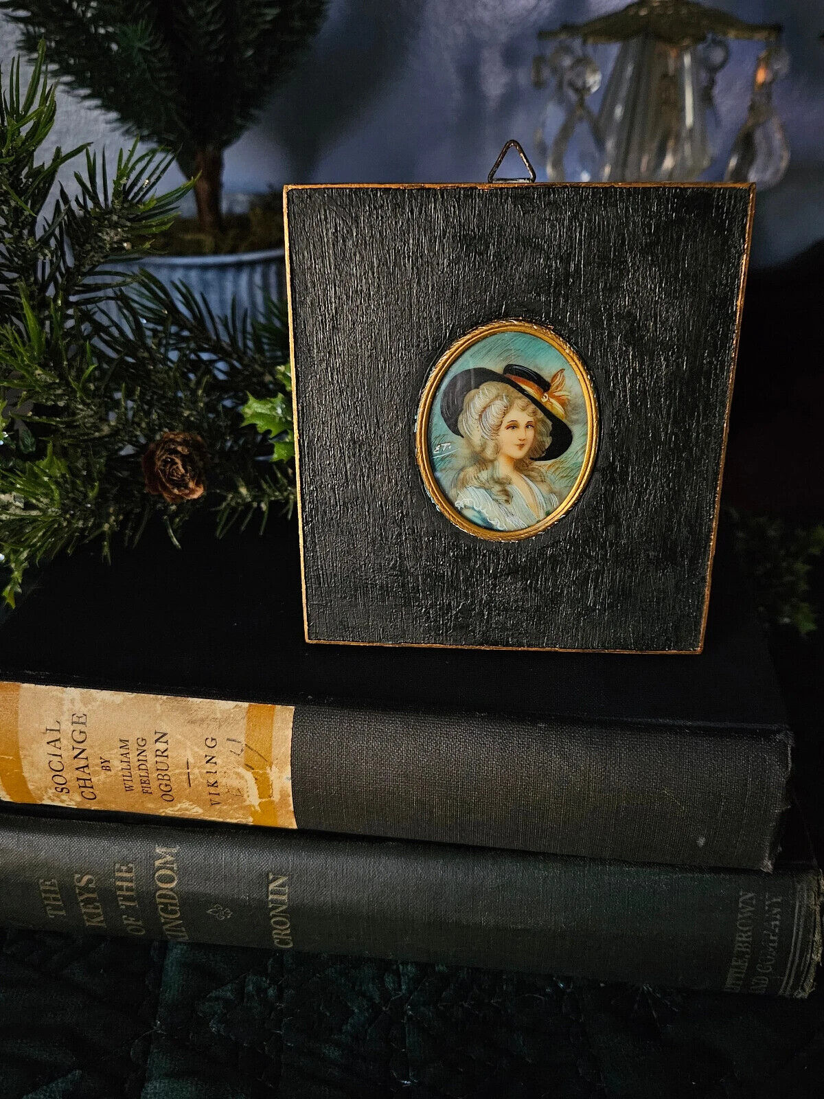Early 1900s Miniature Portrait of Woman in Hat
