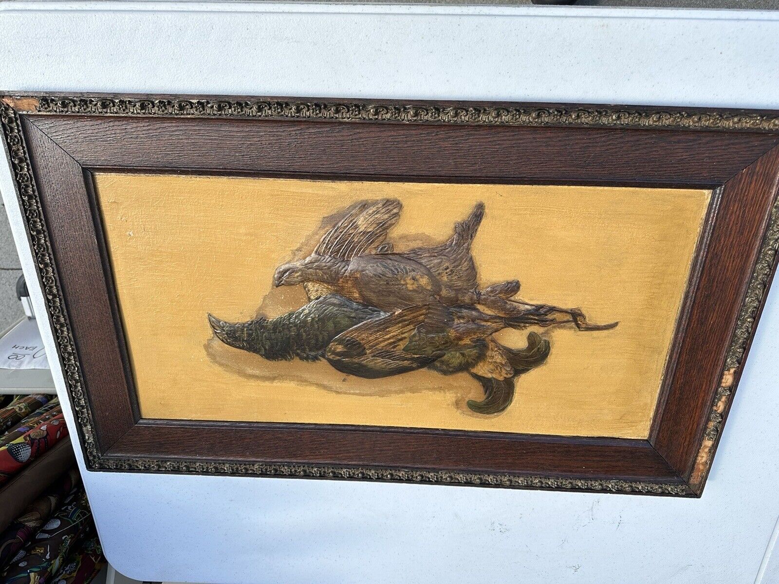Antique Still Life Mallards & Grouse Oil Canvas