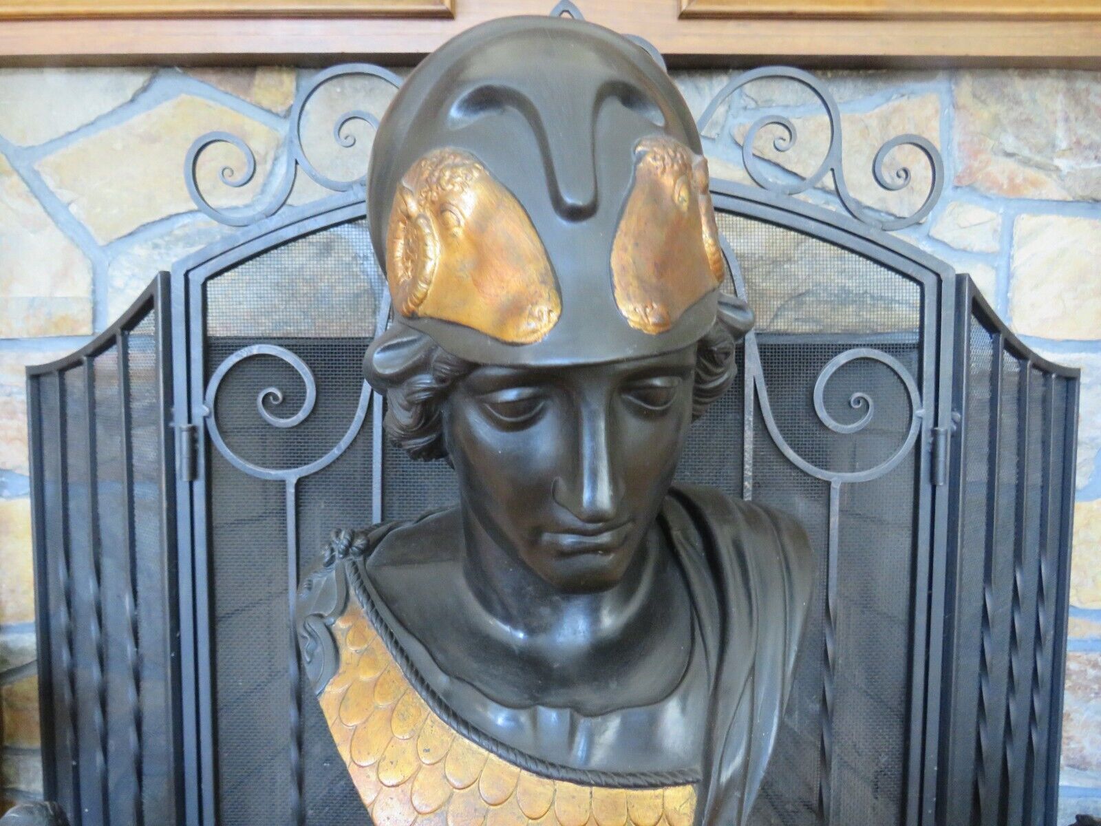 Magnificent Wedgwood Black Basalt Gold Arabesque Minerva Bust