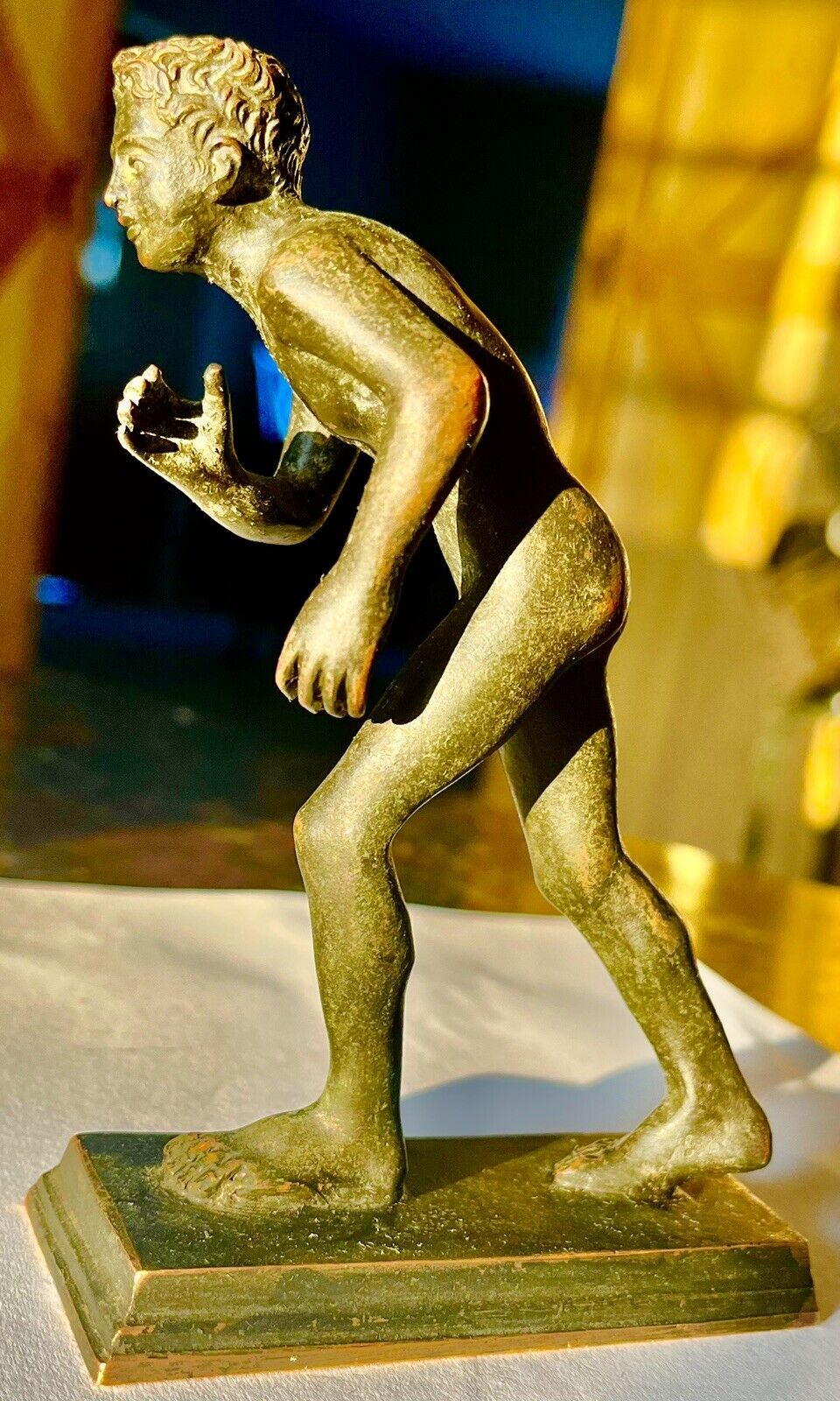 1800s Bronze Sculpture "Herculaneum Olympic Runner" with Patina