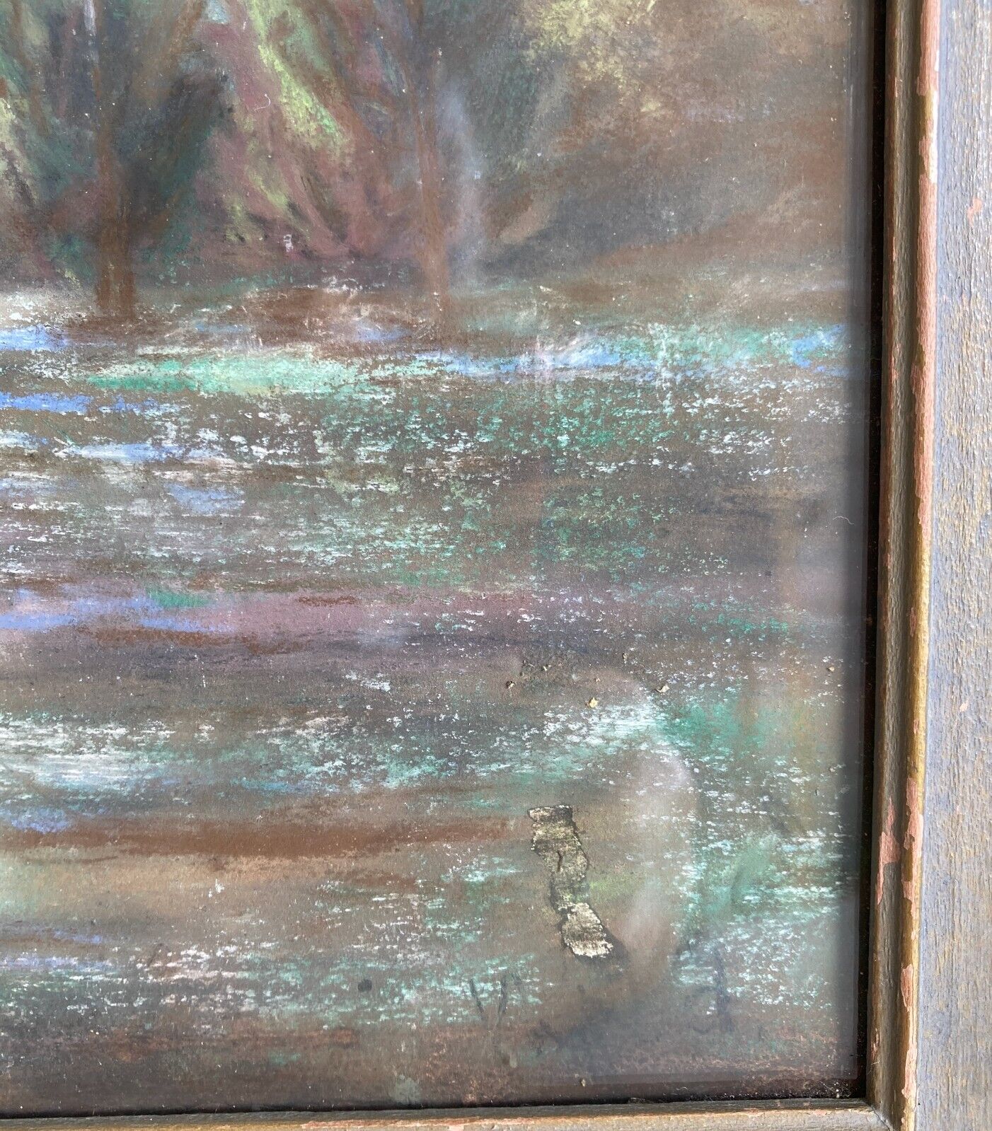 1900s California Pastel Plein Air Painting in Frame