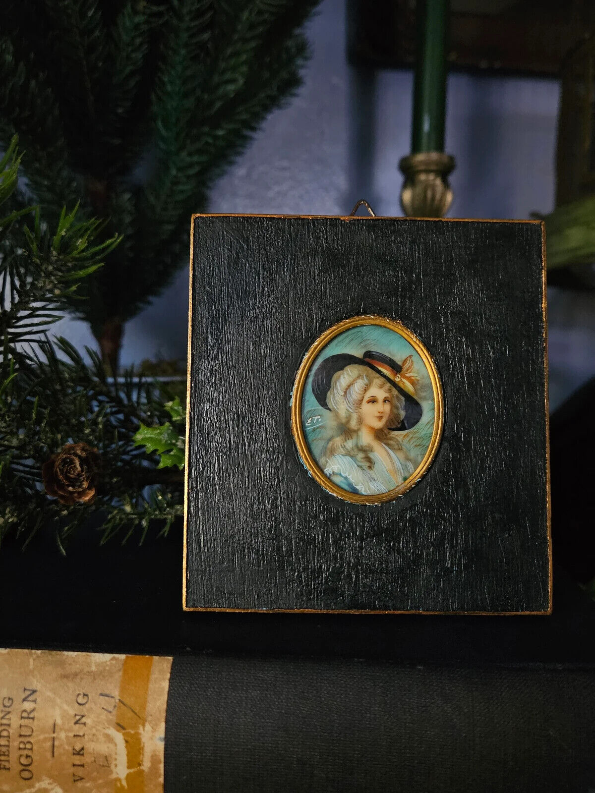 Early 1900s Miniature Portrait of Woman in Hat