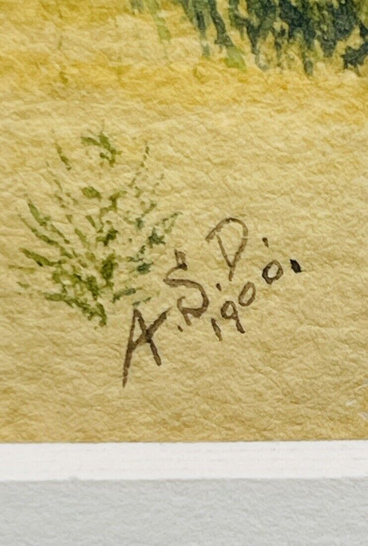 Vintage Watercolor Painting. Morning Sunrise East Coast 1900