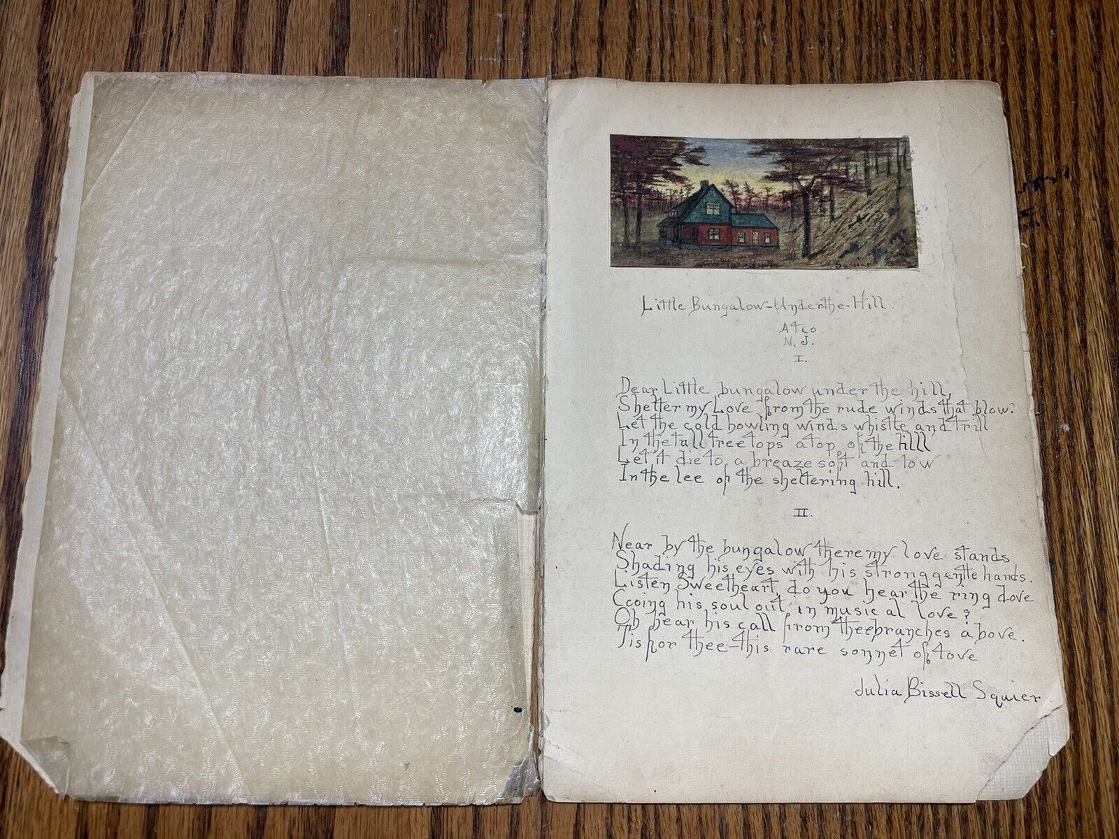 1900s American Hand Painted Poem Homestead Painting