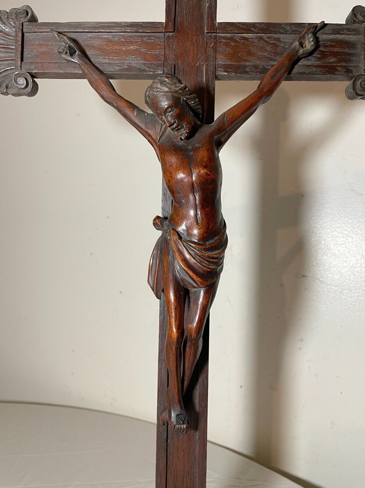 1700's hand carved religious Jesus Christ crucifix cross