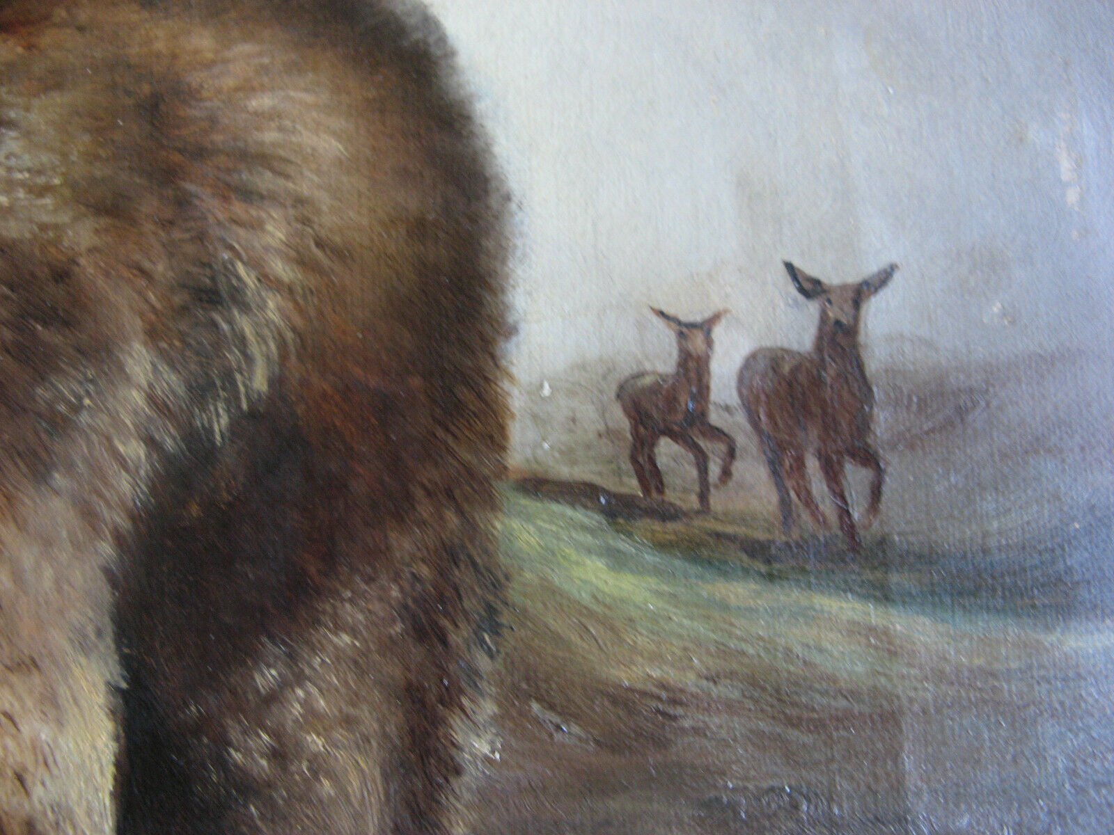 1900s Oil Painting: Elk & Ptarmigan, Three Sisters Mtns