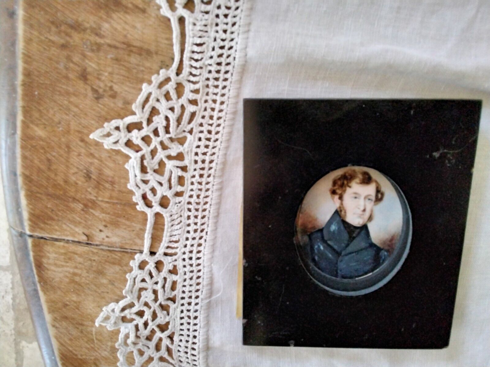1800s Antique Miniature Portrait Painting