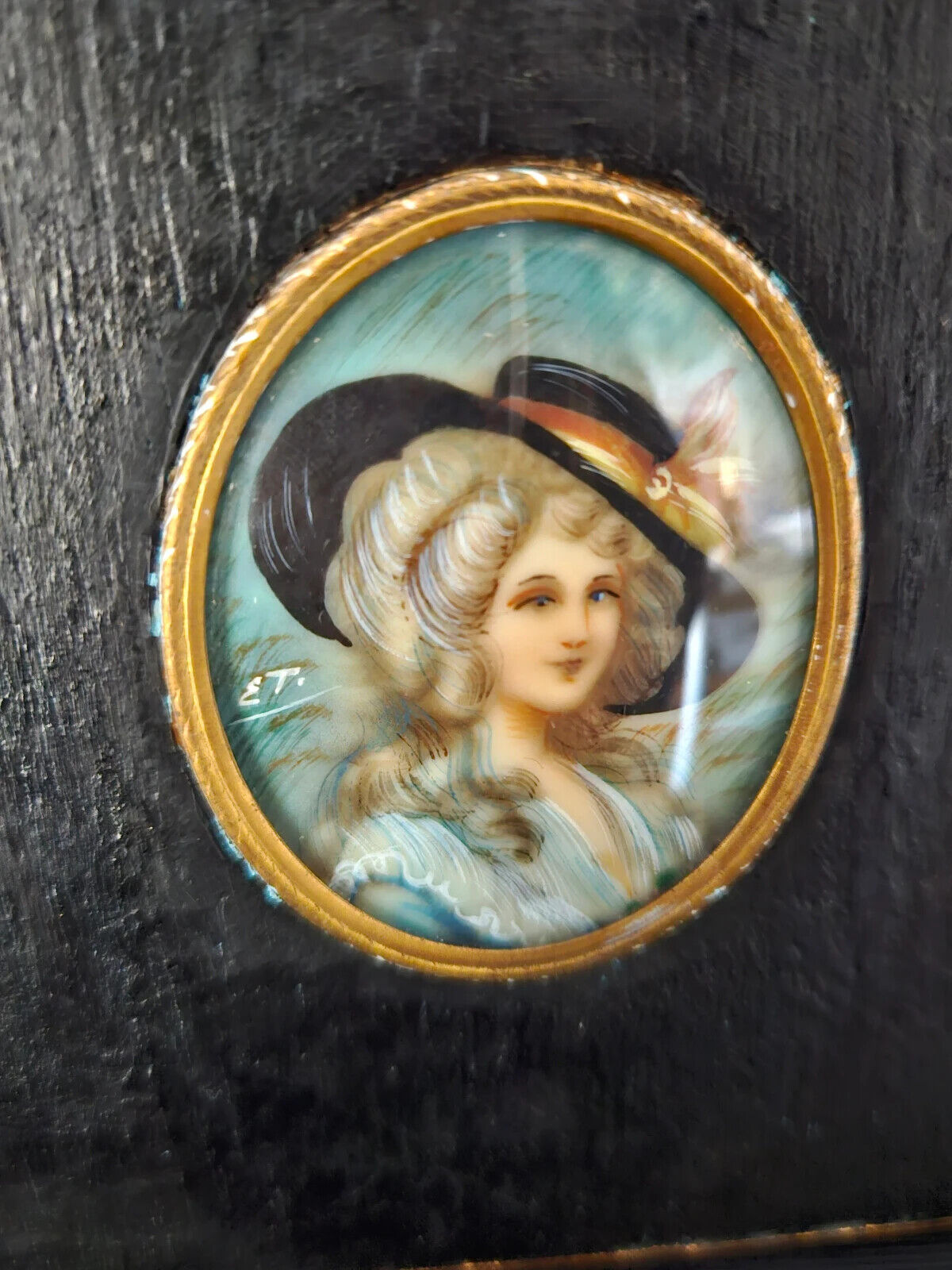Early 1900s Miniature Portrait of Woman in Hat