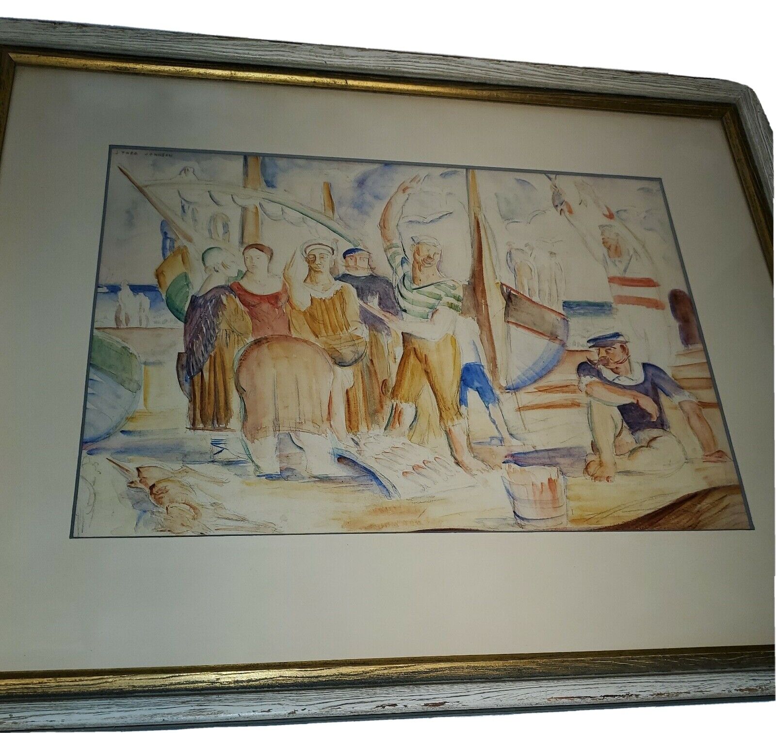 Antique oil painting by J. Theodore Johnson, 1900s