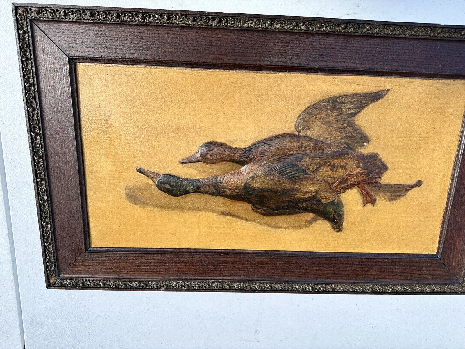 Antique Still Life Mallards & Grouse Oil Canvas