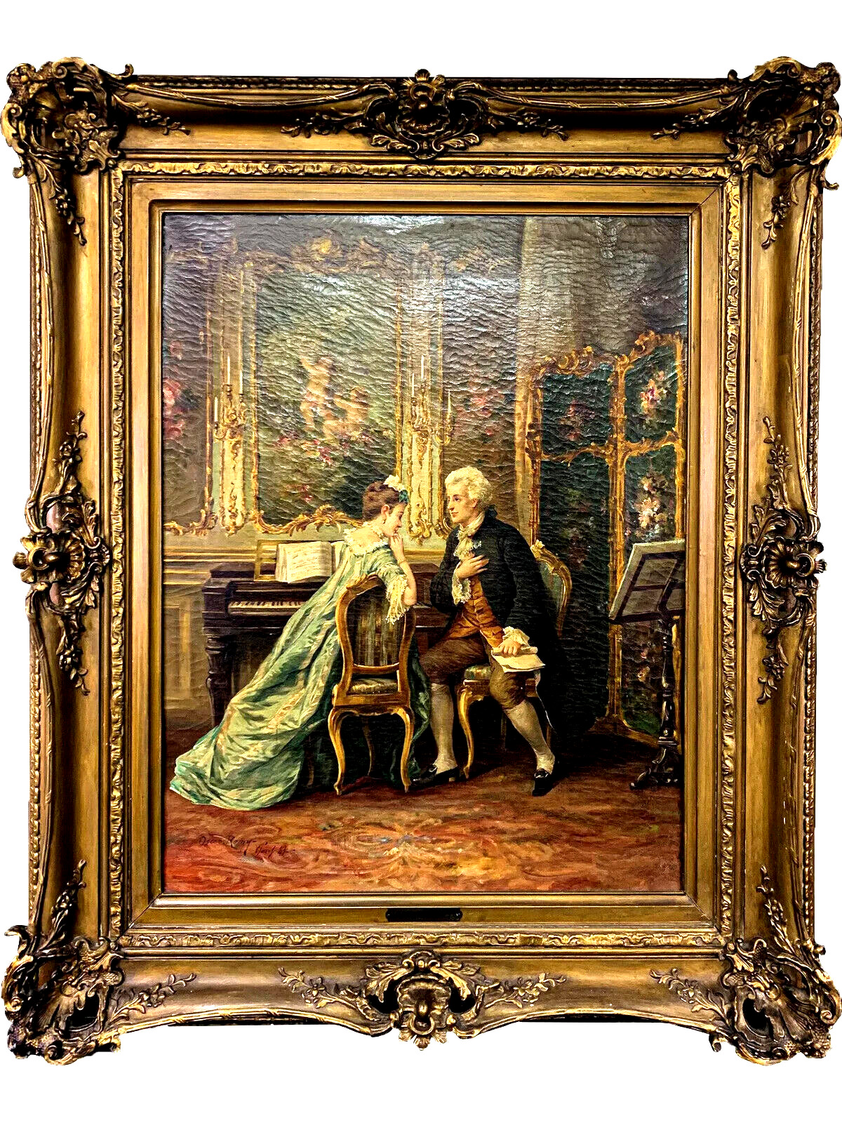 Oscar REMY Signed Antique 1887 Oil Painting 19th Century
